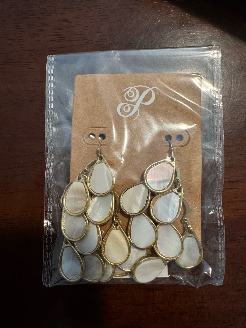 PLUNDER Gold & White Teardrop Chandelier Earrings